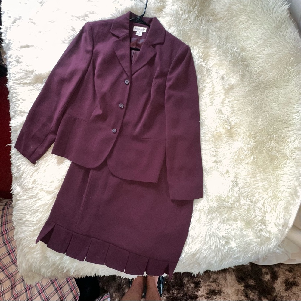 Worthington Deep Purple Blazer and Skirt Set